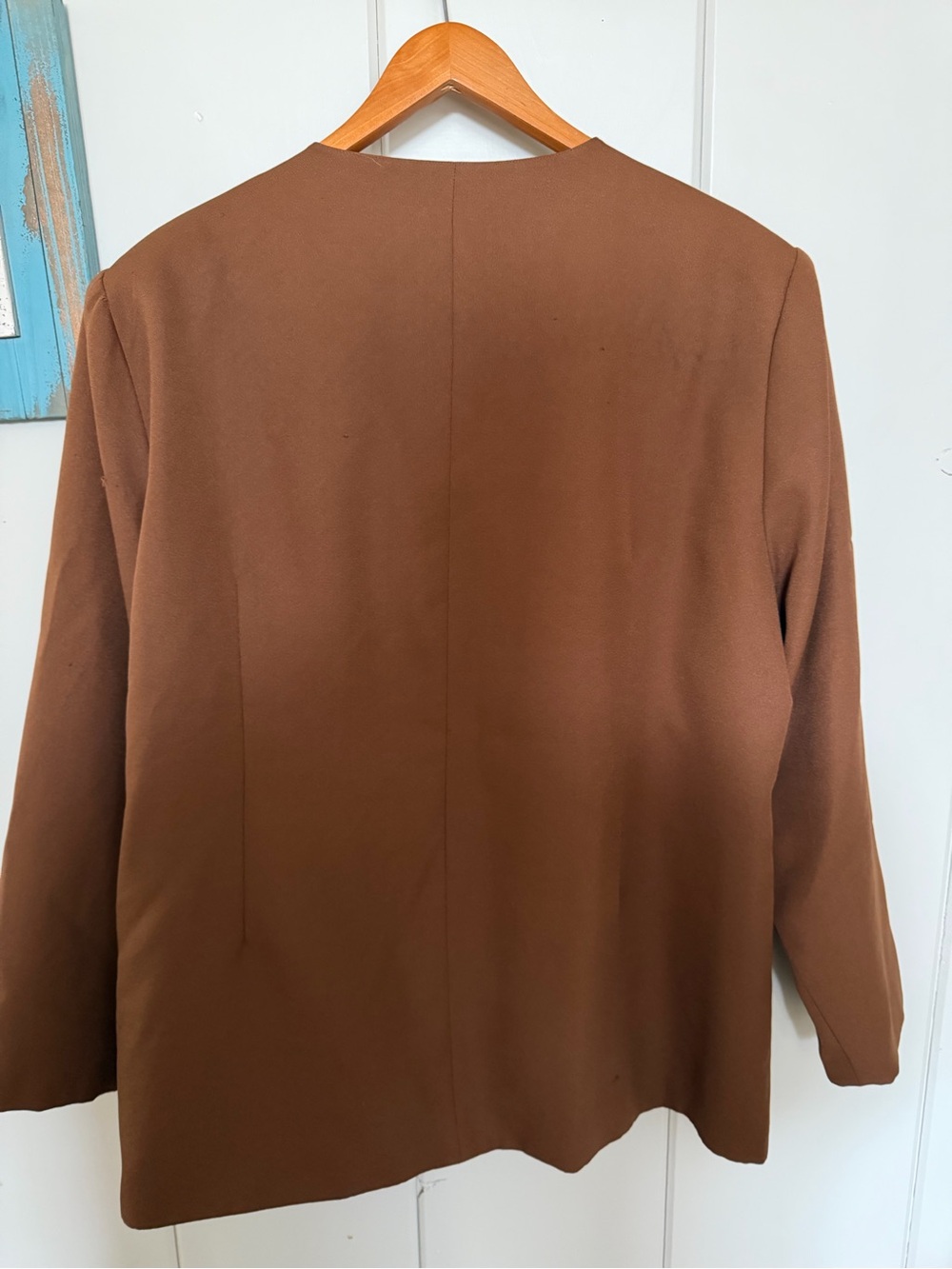 Brown Embroidered Open Front Jacket - Picture 2 of 10